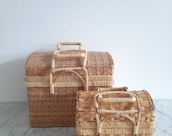 Set of Rattan Suitcases Rattan Baskets