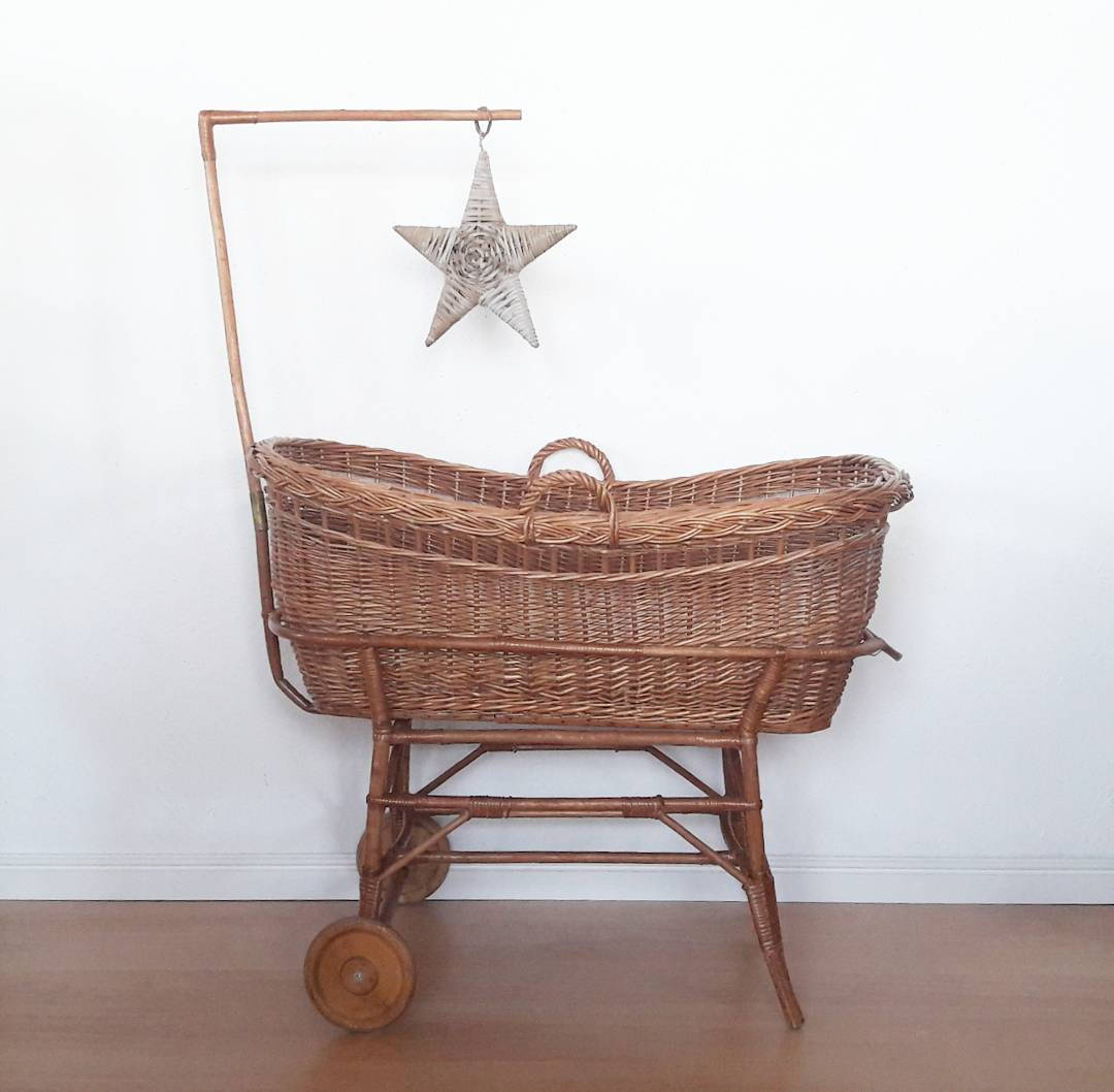 vintage rattan crib