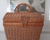 Antique Rattan Suitcase Basket
