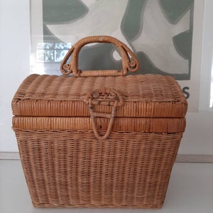 Antique Rattan Suitcase Basket