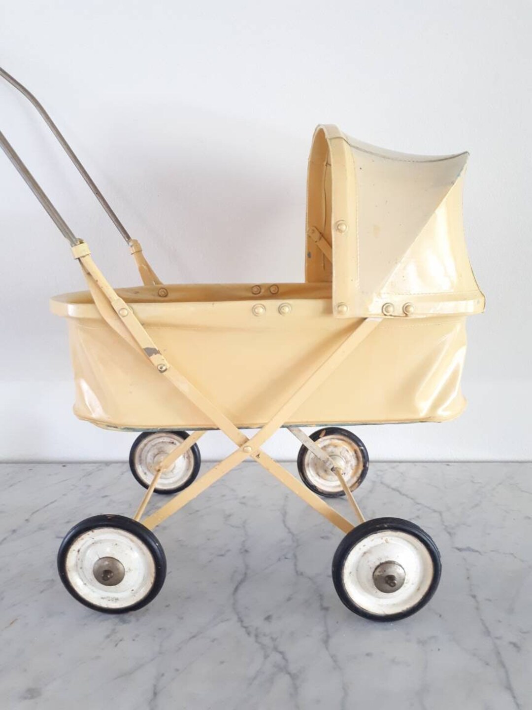 Antique Yellow Doll Stroller Pram for Dolls UK