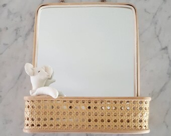 Rattan Mirror with Shelve