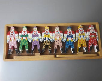 Vintage Wooden Clown Acrobats by Larsen