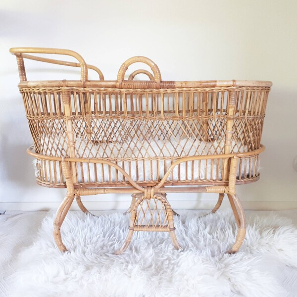 Lovely Vintage Rattan Crib Cradle Bassinet RESERVED (payment 3)