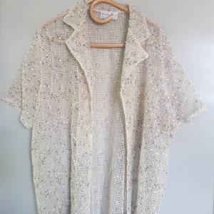 Vintage 100% Cotone Vest Blusa Made in France