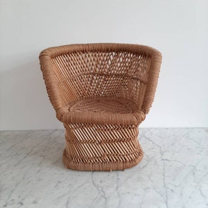 Vintage Rattan Peacock Chair for Kids Todler Chair Wicker Kids Chair Cane