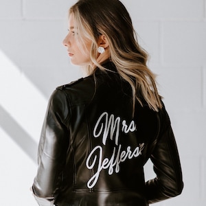 Custom Leather Jacket, Custom Mrs Jacket, Bride Leather Jacket, Personalized Leather Jacket, Custom Bride Jacket, Mrs Leather Jacket image 1