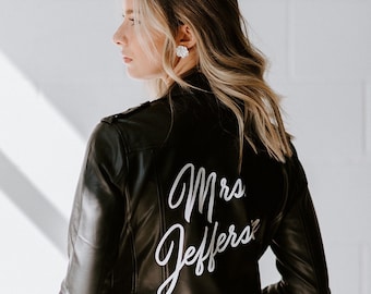 Custom Leather Jacket, Custom Mrs Jacket, Bride Leather Jacket, Personalized Leather Jacket, Custom Bride Jacket, Mrs Leather Jacket