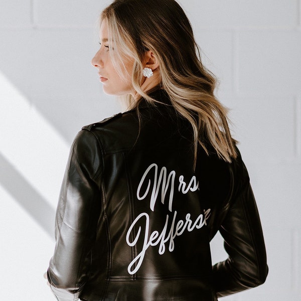 Custom Leather Jacket, Custom Mrs Jacket, Bride Leather Jacket, Personalized Leather Jacket, Custom Bride Jacket, Mrs Leather Jacket