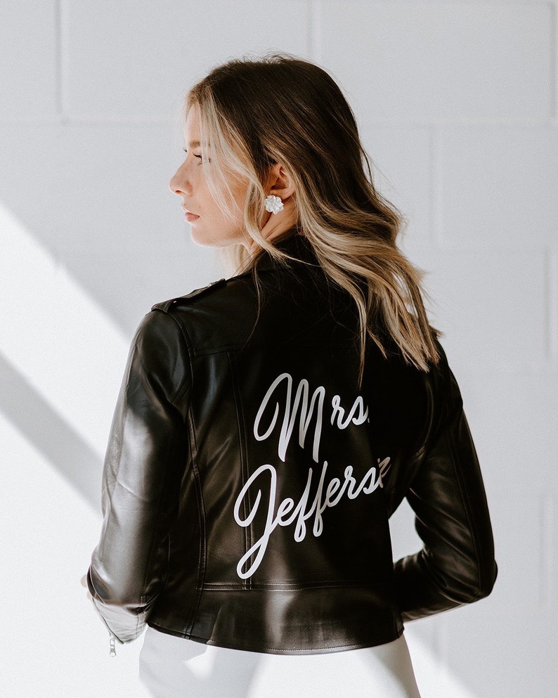 Custom Leather Jacket, Custom Mrs Jacket, Bride Leather Jacket, Personalized Leather Jacket, Custom Bride Jacket, Mrs Leather Jacket image 1