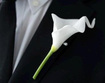 Calla-Lilien-Boutonniere, Hochzeit-Boutonniere, Faux Calla-Lilien-Boutonniere, Hochzeit-Boutonniere
