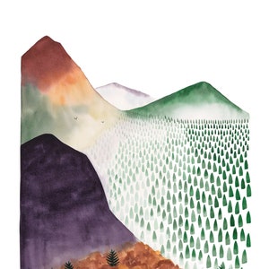 Mountain Morning Giclée Art Print | Watercolor Mountain Landscape Wall Art