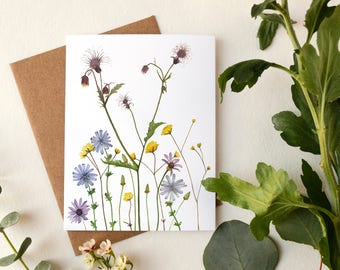 Wildflowers Greeting Card | Watercolor Botanical Artwork