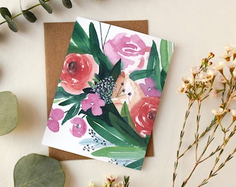 Spring Gathering Greeting Card | Watercolor Botanical Artwork