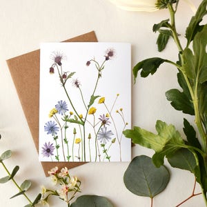 Wildflowers Greeting Card Watercolor Botanical Artwork image 1