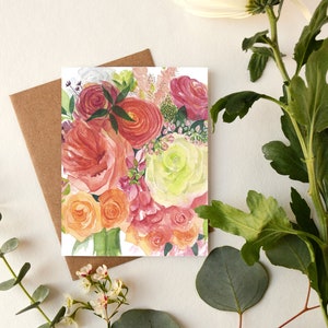 Spring Blossoms Greeting Card | Watercolor Botanical Artwork