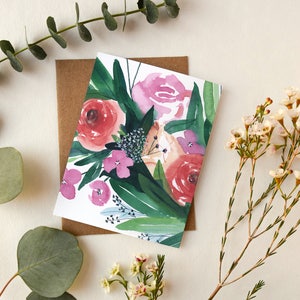 Spring Gathering Greeting Card Watercolor Botanical Artwork image 1