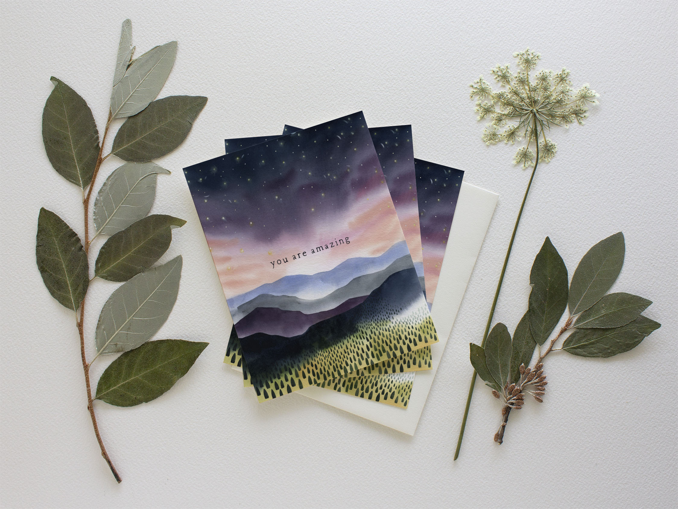 You Are Amazing Greeting Card | May We Fly Watercolor Landscape Card by ...