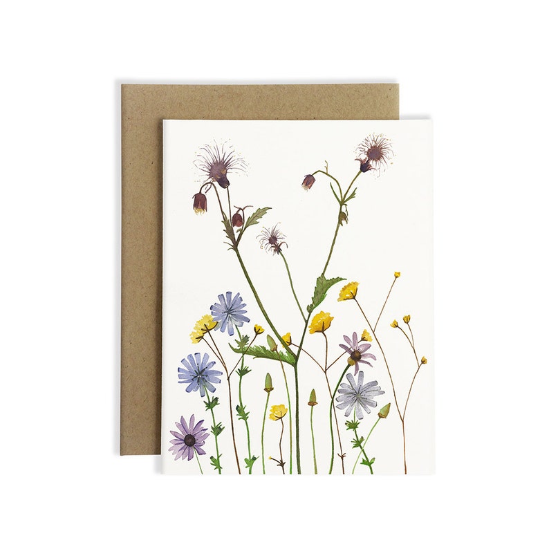 Wildflowers Greeting Card Watercolor Botanical Artwork image 3