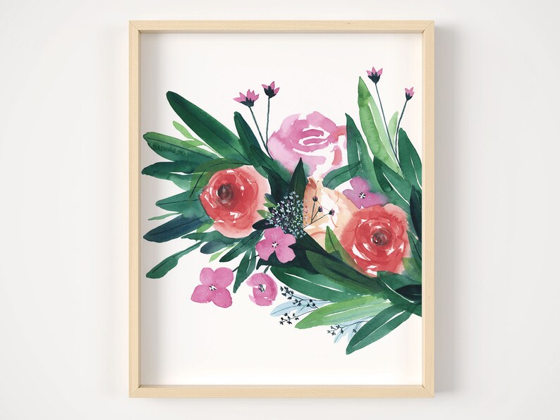Spring Gathering Botanical Giclee Print Watercolor Botanical Artwork