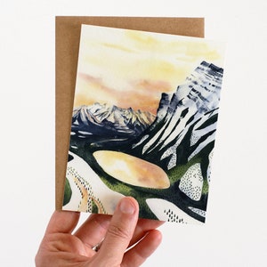 Golden Lake Greeting Card Watercolor Landscape Card image 1