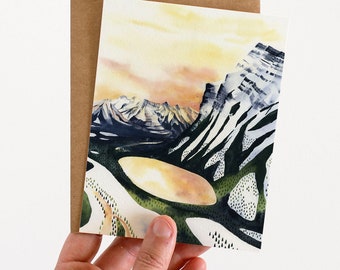 Golden Lake Greeting Card | Watercolor Landscape Card