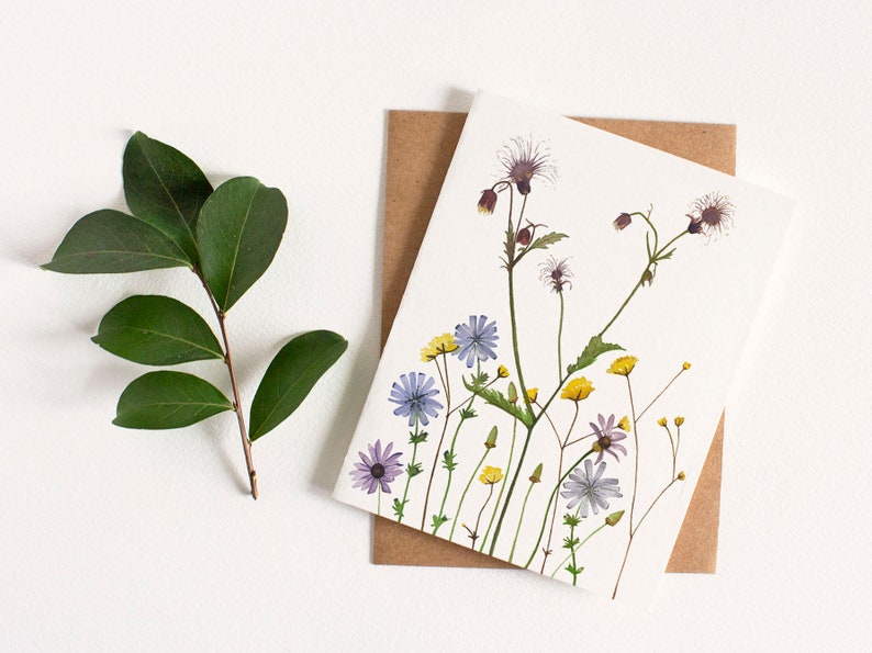Wildflowers Greeting Card Watercolor Botanical Artwork image 2