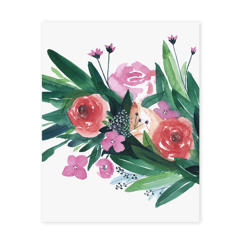 Spring Gathering Botanical Giclee Print Watercolor Botanical Artwork