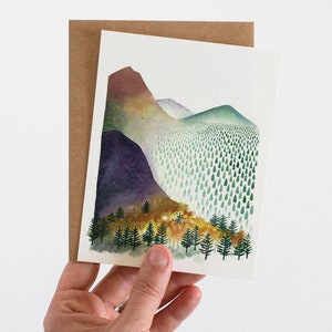 Mountain Morning Greeting Card | Watercolor Landscape Artwork | Outdoor Adventure Card