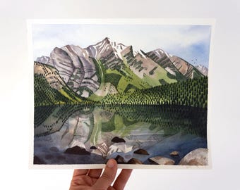 Grand Tetons-kunstafdruk | Handgeschilderde aquarel muurkunst van Leana Fischer