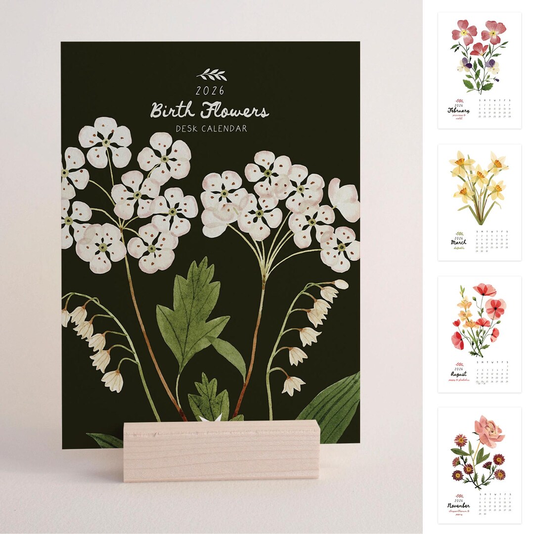 2026 Birth Flower Desk Calendar | Watercolor Botanical Art - Etsy UK