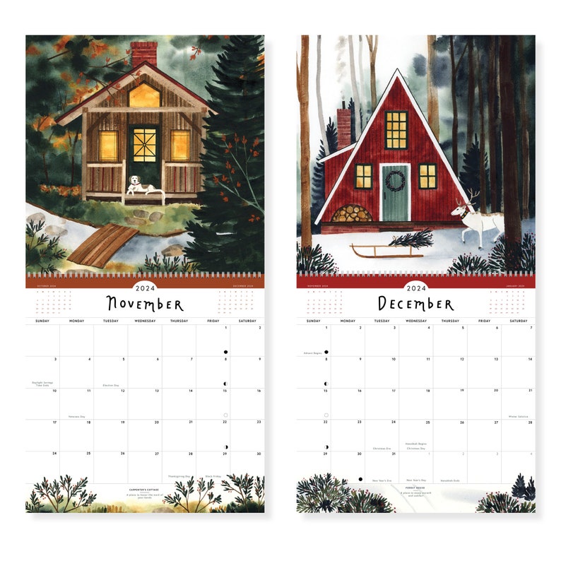 2024 Homes of Blessing Wall Calendar Watercolor Home and Cottage 12x12 Appointment 2024 Wall Calendar image 9