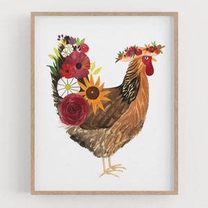 Mother Hen | Watercolor Chicken Giclee Art Print | Mother&#39;s Day Gift
