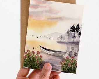 Naast Stille Wateren Wenskaart | Aquarel landschapskaart