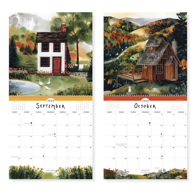 2024 Homes of Blessing Wall Calendar Watercolor Home and Cottage 12x12 Appointment 2024 Wall Calendar image 8