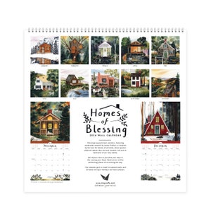 2024 Homes of Blessing Wall Calendar Watercolor Home and Cottage 12x12 Appointment 2024 Wall Calendar image 10