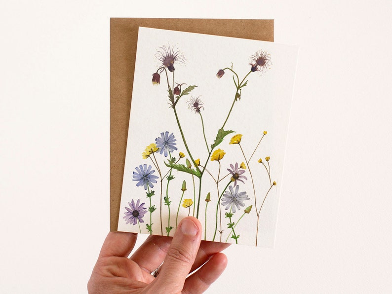 Wildflowers Greeting Card | Watercolor Botanical Artwork - Etsy