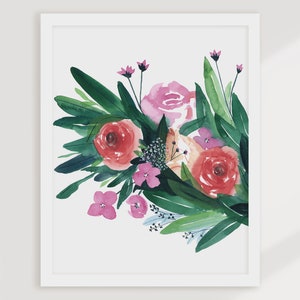 Spring Gathering Watercolor Botanical Giclée Art Print Watercolor Botanical Wall Art for Nursery or Girls Room image 3