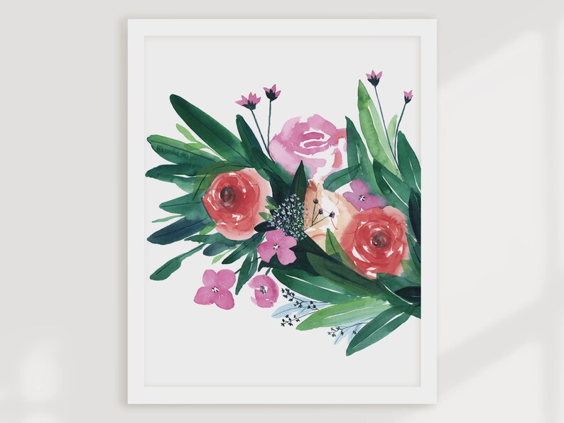 Spring Gathering Watercolor Botanical Giclée Art Print Watercolor Botanical Wall Art for Nursery or Girls Room image 3