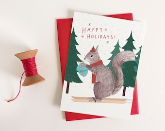 Christmas Squirrel Holiday Card | Cute Funny Christmas Card