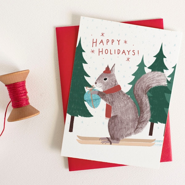 Christmas Squirrel Holiday Card | Cute Funny Christmas Card