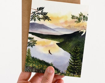 Mountain Sunrise Greeting Card | Watercolor Landscape Card