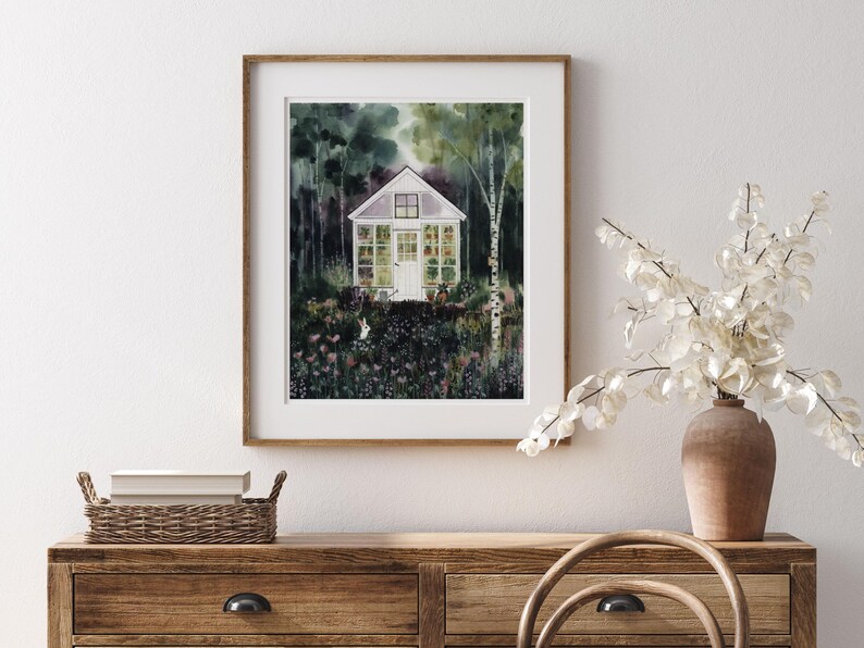 Wald-Gewächshaus Kunstdruck | Handgemalte Aquarell und Gouache Illustration von Leana Fischer Bild 4