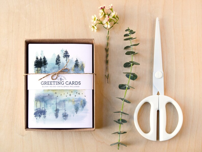 Morning Mist Greeting Card Watercolor Landscape Artwork