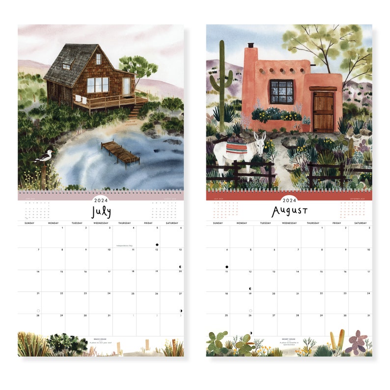 2024 Homes of Blessing Wall Calendar Watercolor Home and Cottage 12x12 Appointment 2024 Wall Calendar image 7