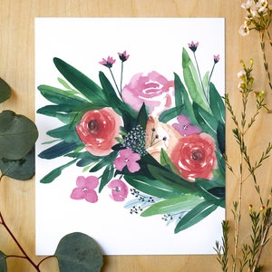 Spring Gathering Watercolor Botanical Giclée Art Print Watercolor Botanical Wall Art for Nursery or Girls Room image 6