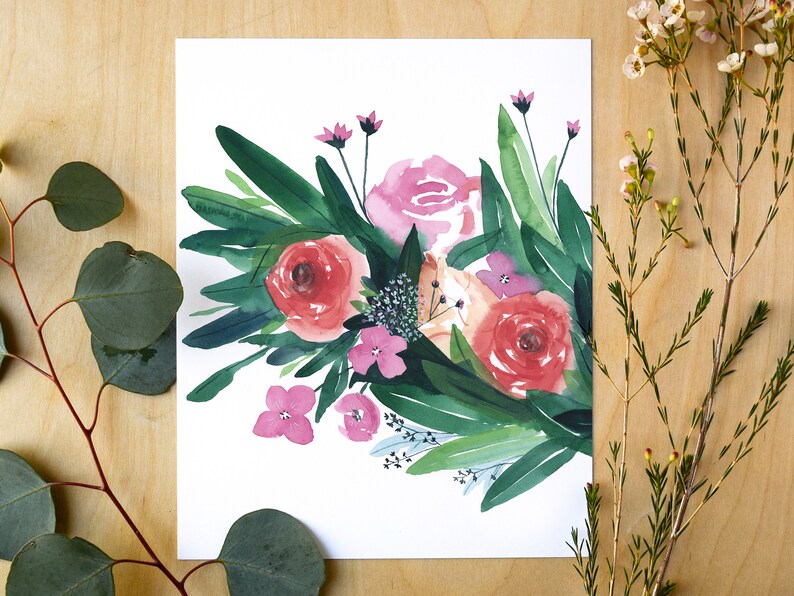 Spring Gathering Watercolor Botanical Giclée Art Print Watercolor Botanical Wall Art for Nursery or Girls Room image 6