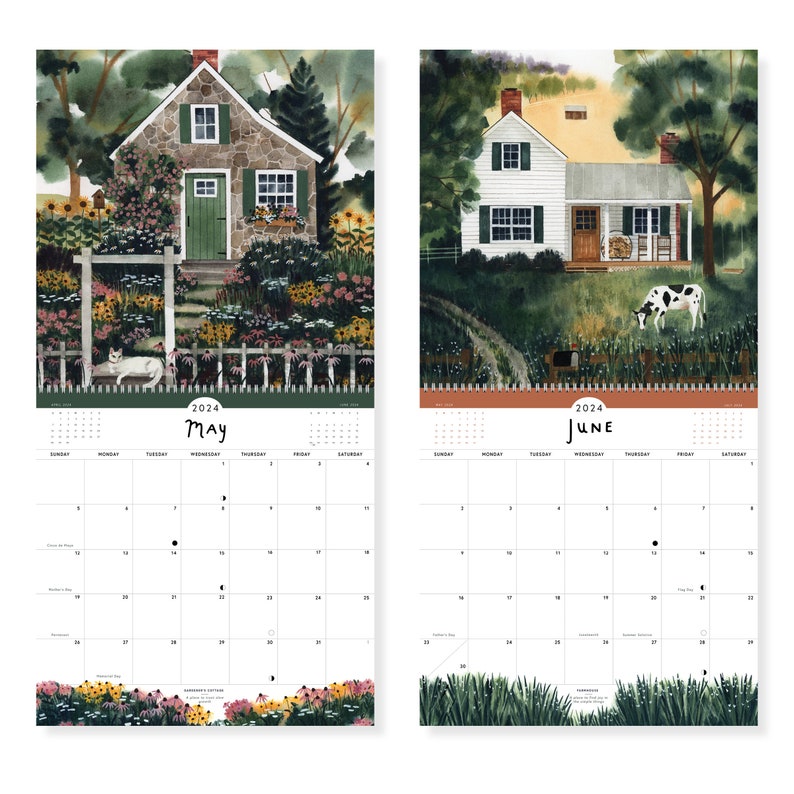 2024 Homes of Blessing Wall Calendar Watercolor Home and Cottage 12x12 Appointment 2024 Wall Calendar image 5