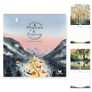 2026 Morning + Evening Watercolor Landscape Wall Calendar | 12x12 Appointment Calendar
