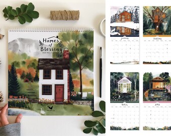 2024 Homes of Blessing Wall Calendar | Watercolor Landscape 12x12 Appointment 2021 Wall Calendar